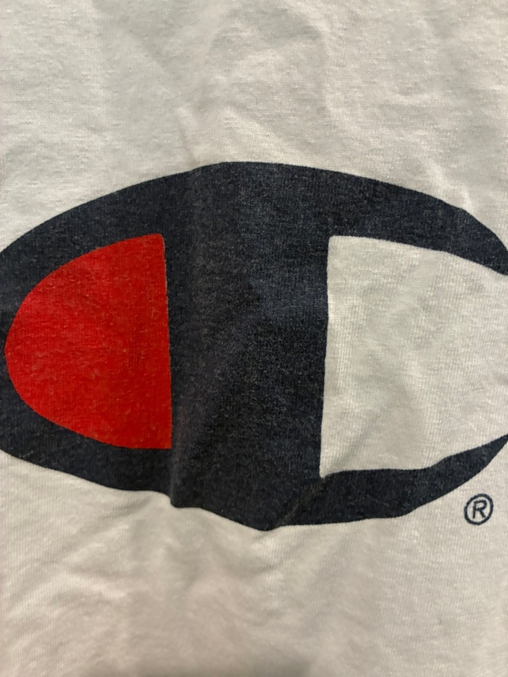 Champion White Short Sleeve Tee with Red & Blue Chest Logos - Picture 5 of 6